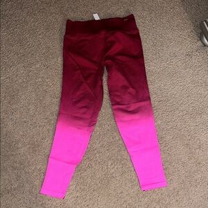 Victoria's Secret Burgundy to Pink Gradient Leggings